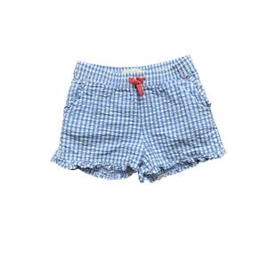 Mini Boden Blue & White Gingham Ruffle Shorts